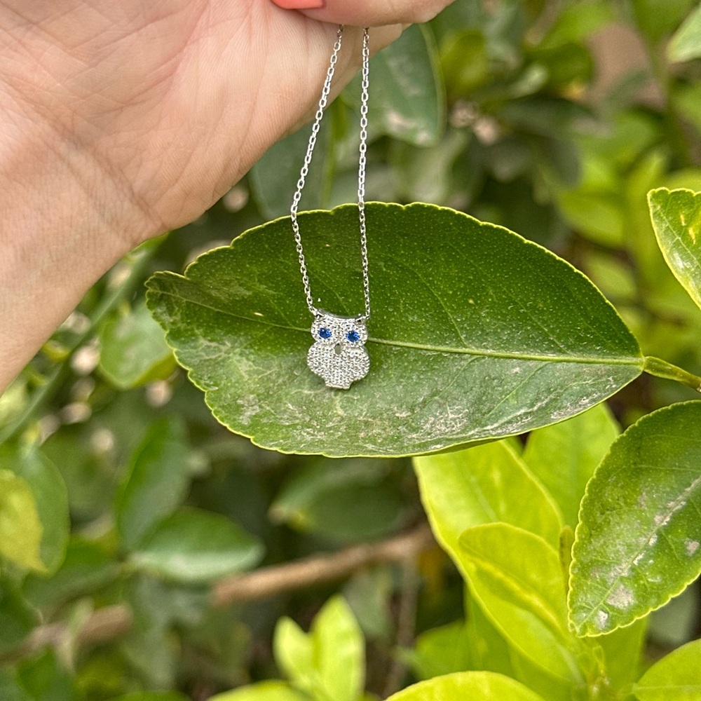 Sterling silver owl necklace marked 925 - Picture 4 of 6